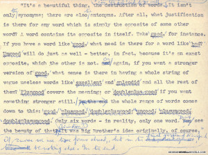 Newspeak and the destruction of words (from Orwell's 1984 manuscript)