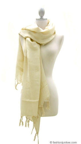 Love Quotes Linen Knotted Fringe Scarf-Beige