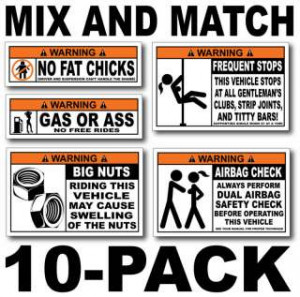 10 Pack Funny ATV Warning Stickers Decals Sportsman 4x4