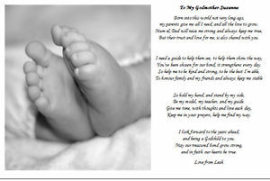 ... for her godchild, As the lord gives a nod from above She was chosen