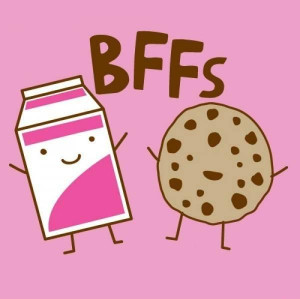 bff, chocolate, cookie, milk, nomnom, pink, sweet, text