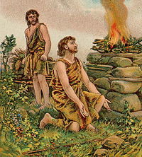 The Story of Cain and Abel (illustration from a Bible card published ...