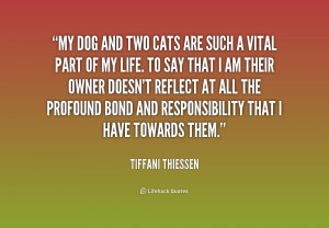 My dog and two cats are such a vital part of my life. To say that I am ...
