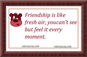 Friendship is like fresh air, youcan’t see but feel it every moment.