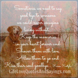 Sometimes we need to say good bye to someone we could never imagine ...