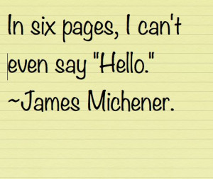 In six pages, I can't even say 