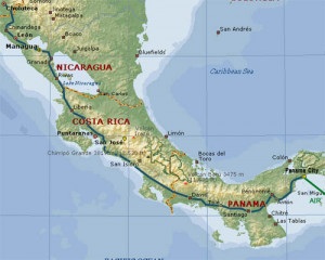 Map Central America Detailed Nicaragua