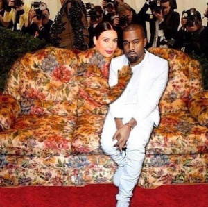 Kim Kardashian Pregnant Floral Dress Couch