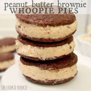 brownie whoopie pies made with reeses peanut butter cup filling ...
