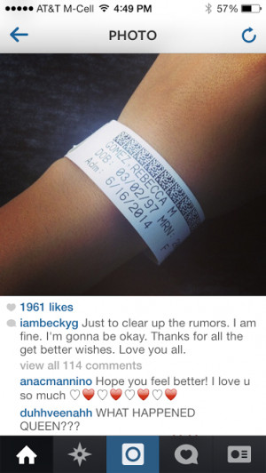 Becky G in the hospital