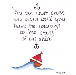 Ocean quote with anchor boat drawing