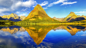 Mountain reflection on water majestic nature landscape