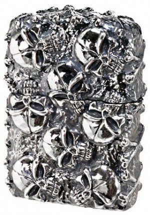 Zippo Lighter Skull Jacket Five Sides Design Deluxe Silver Heavy Metal