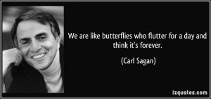 ... butterflies who flutter for a day and think it's forever. - Carl Sagan