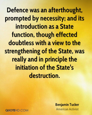 Defence was an afterthought, prompted by necessity; and its ...