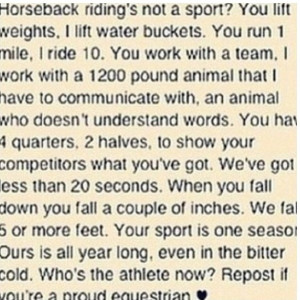 Riding is a sport