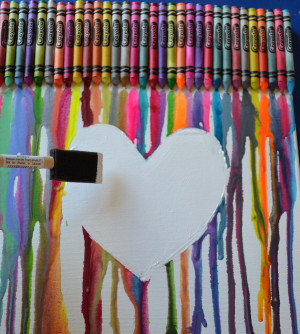 This fun melted crayon canvas has a sweet little twist.