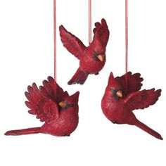 red cardinal bird christmas ornaments set of 3 more red cardinals ...