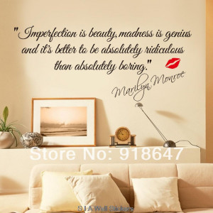 SIA-New-High-Quality-English-Quotes-Wall-Stickers-Imperfection-is ...