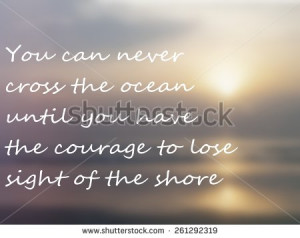 Inspirational quote about the ocean over blurred background of hazy ...