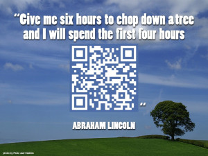 Learn about QR codes by watching my video or reading the transcript .