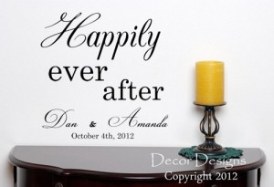 Happily Ever After Wedding Quote Vinyl Wall Decal