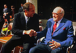 Pete Rozelle (left) and George Halas (right) in the early 1980s.