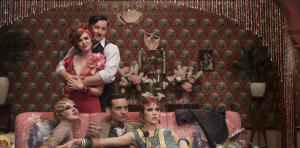 ... as Nick Carraway and Kate Mulvany as Mrs. McKee in The Great Gatsby