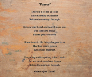 Thought you might enjoy this poem about fences.