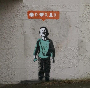 Banksy posted a new image of some stencil work that pokes some fun at ...