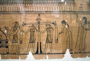 The Weighing of the Heart ritual, shown in the Book of the Dead of ...