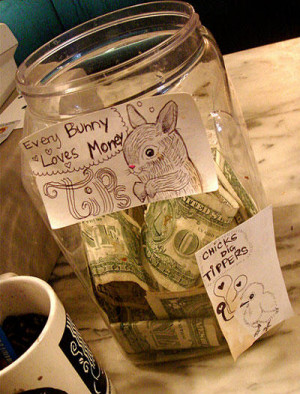 clever tip jar cute bunny and chick