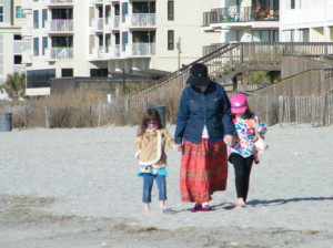 Grandmaa's make sure to hold your hand so you don't slip in the sand ...