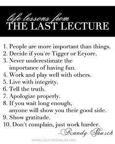 Life lessons from the Last Lecture http://m.youtube.com/watch?v=ji5 ...