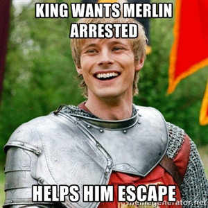 King wants merlin arrested helps him escape | Arthur ships Merthur
