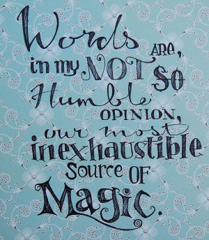 Words are, in my not so humble opinion, our most inexhaustible source ...