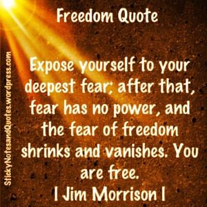 ... no power and the fear of freedom shrinks and vanishes ~ Freedom Quote