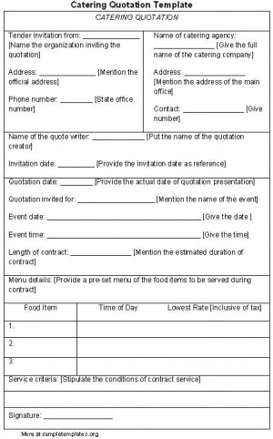 Catering Quotation Template