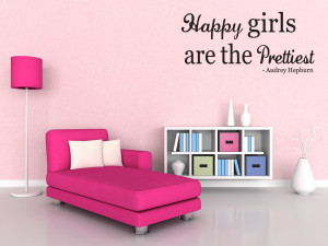 Happy-Girls-Quote-Wall-decal-Audrey-Hepburn-Wall-Sticker-Girl-Room ...