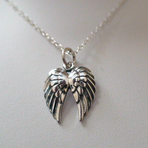 double angel wing necklace sterling silver wing necklace angel wing