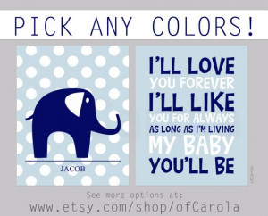 Elephant I'll Love You Forever Quote Name Wall Art by ofCarola, $18.00
