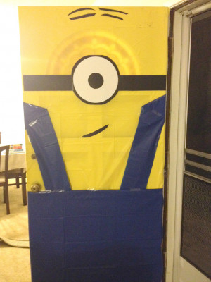 ... from Party City, I made a minion door for a whopping total of $4.00