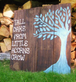 ... Nursery art Teal Tall oaks from little acorns grow quote turquoise