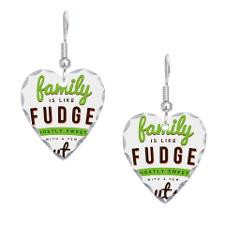Funny Family Fudge Quote Earring Heart Charm for