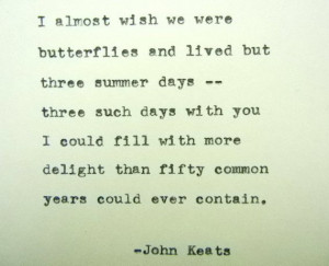 JOHN KEATS love quote Typed on Typewriter love quote