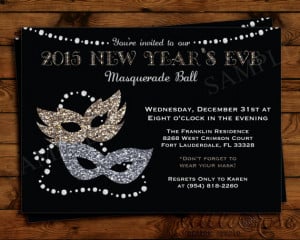 New Year's Eve Masquerade Party Invitation - NYE Party Invite - Silver ...