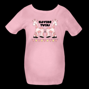 Cute Giraffe Maternity Tee With Having Twins Quote