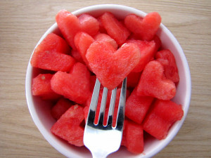food, fruit, healthy, hearts, red, watermelon