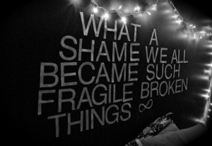 What a shame we all became such fragile broken things