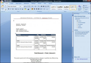 Product Line Items for a Quote in Word Mail Merge using 